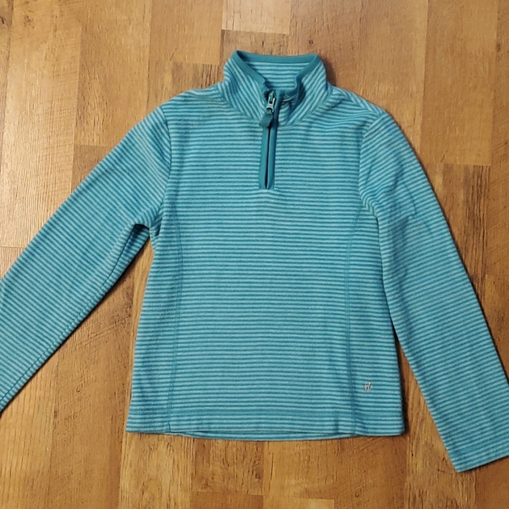 Old Navy Girls Turquoise Green Quarter Zip‎ Striped Pullover Size Medium